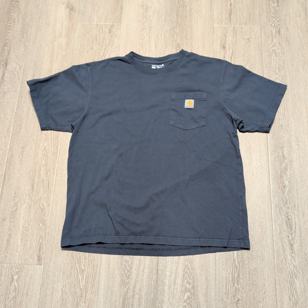 Carhartt Mens Loose Fit Pocket T-Shirt Navy Blue Cotton Workwear Tee Size L